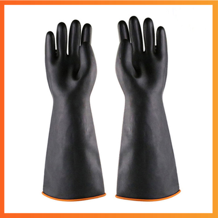 工业耐酸碱乳胶手套牛筋防水防腐蚀耐磨加长加厚橡胶劳保防护手套