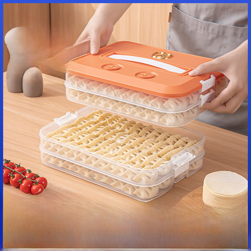 Household Large Capacity Dumpling Freezing Preservation Box, Portable Multi-layer with Timing Combination Rapid Freezing Food Storage Box
