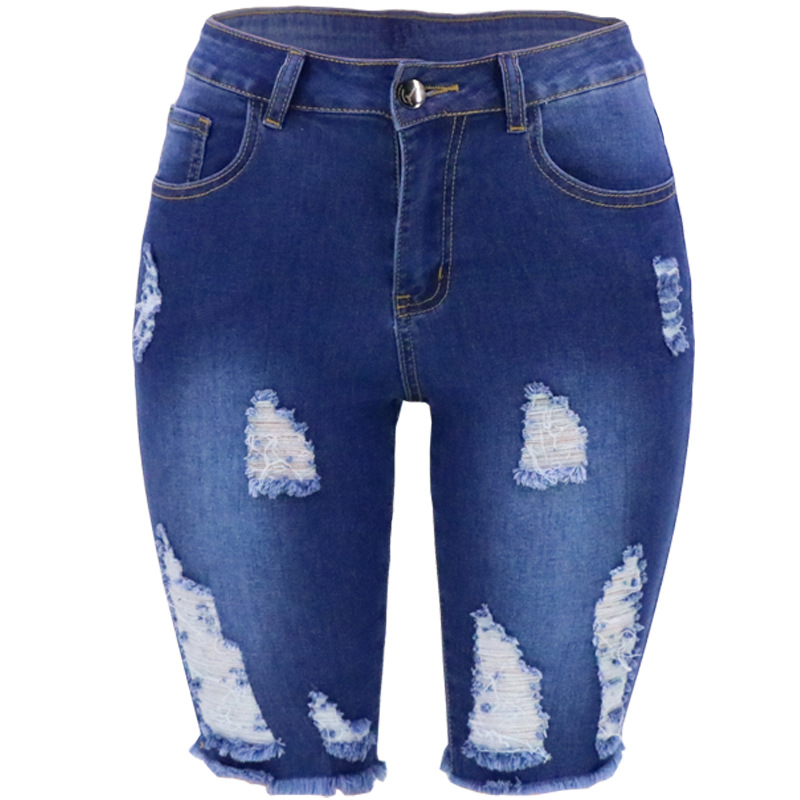 Primavera y verano nuevo Amazon Comercio exterior estación independiente caramelo color rasgado más tamaño de las mujeres jeans 2023 nuevo