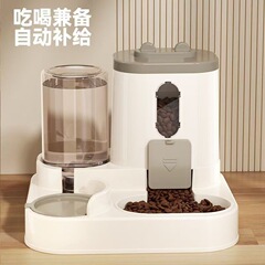 ペット用品自動給餌器猫碗犬碗猫食盆猫糧双碗飲料碗一体保護頚椎