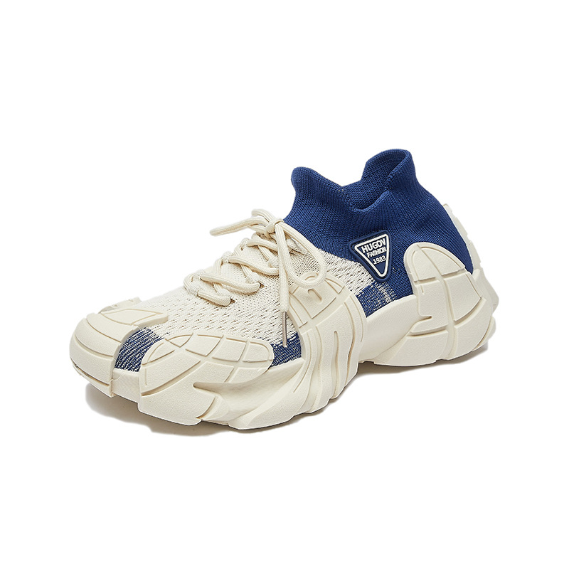 Zapatillas Tejidas Deportivas Unisex Capellada de Malla de Tela Suela de Caucho con Aumento de Estatura para Uso Diario