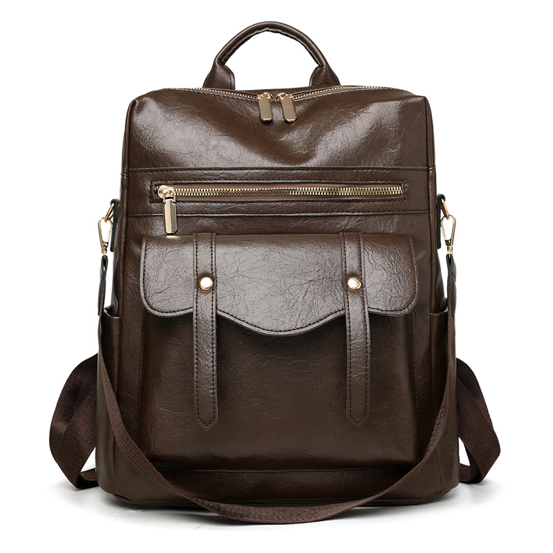 Mochila de cuero suave de comercio exterior transfronterizo para mujeres nuevo estilo retro moda británica universal mochila roja PU ocio de mediana edad