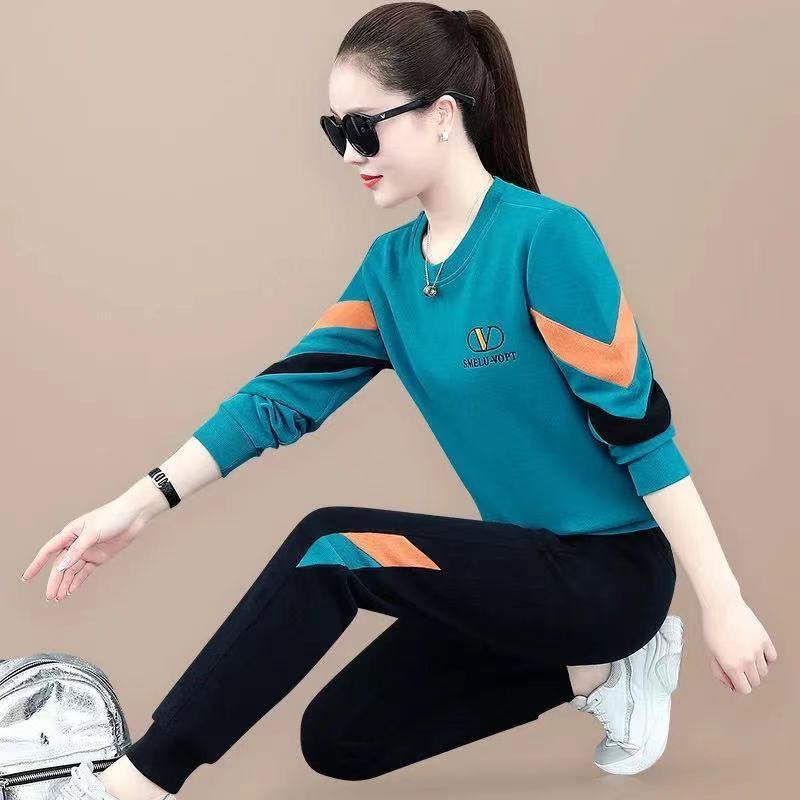Women's Sports Suit Spring and Autumn 2026 New Fashion Large Size Loose Stylish Sweatshirt Casual Slimming Two-Piece Set Trendy
