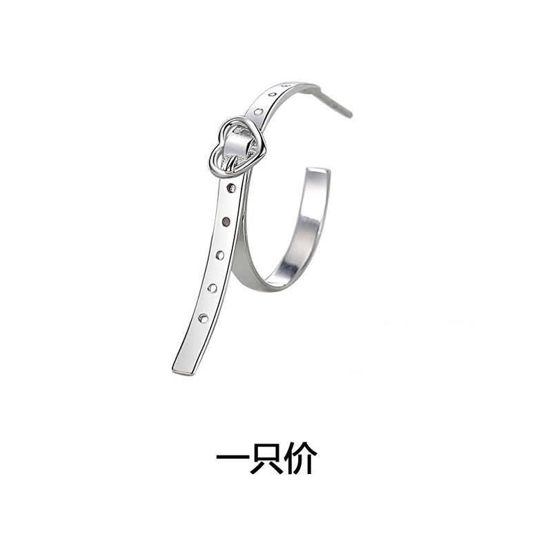 Belt, buckle, platinum earrings
