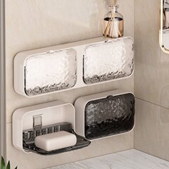 トイレ穴なし石鹸収納ケース壁掛け式アスファルト家庭用石鹸棚氷河紋石けんケース