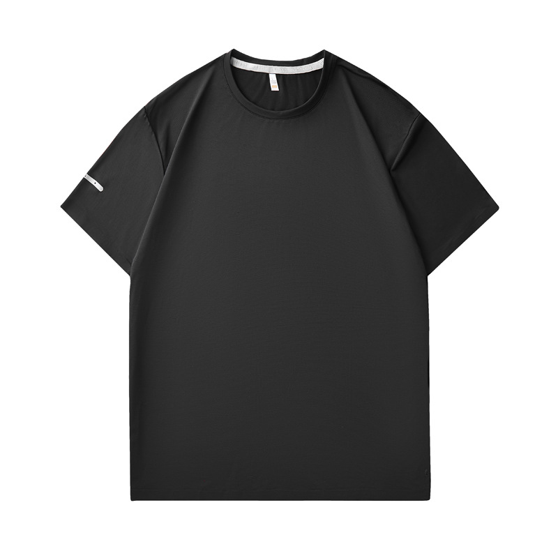 Camiseta de nylon sin marcas de alta gama de secado rápido de cuello redondo ropa de trabajo fresca impresa personalizada ropa de manga corta para hombres de verano
