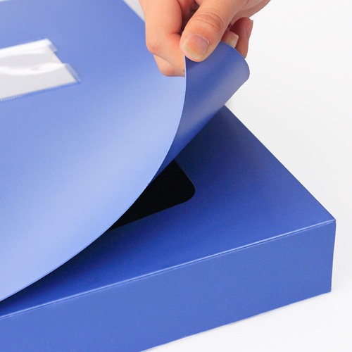 Deli file box a4 file storage box vertical large-capacity kraft paper thickened plastic blue folder box