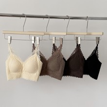 6870彩纱无缝轻奢蕾丝文胸背心上托聚拢无痕美背固定罩杯调节肩带