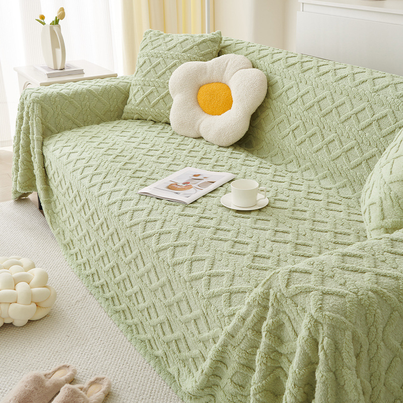 Creamy viento un sofá cubierta de tela de peluche nuevo sofá cubierta todo incluido engrosado sofá toalla antideslizante invierno