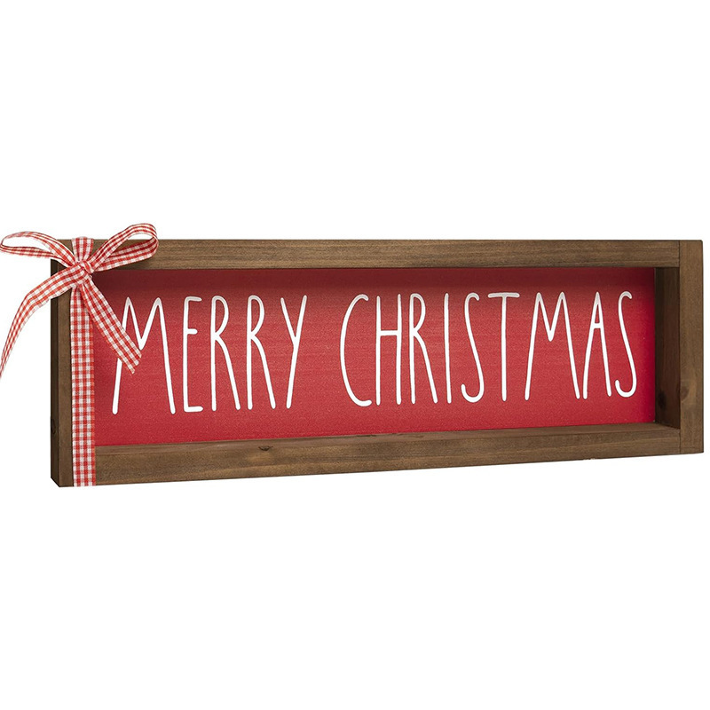 Merry Christmas Wooden Photo Frame Sign Home Decor Christmas Plaque Desktop Centerpiece Wall Shelf Cloak Holiday