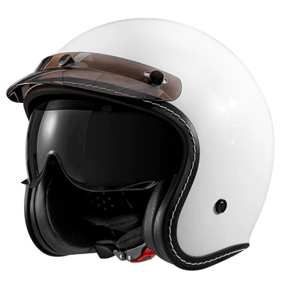 Motosiklet kaskı (dəbilqə) — Cruising Helmet - 618-bright-white-brimmed-endoscope-m