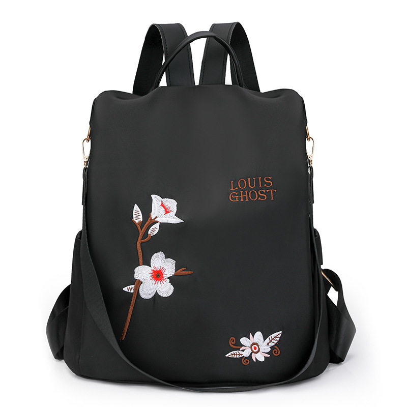 Bolsos para mujer 2024 nueva moda bordada para mujer mochila antirrobo casual de nailon salvaje mochila ligera para exteriores