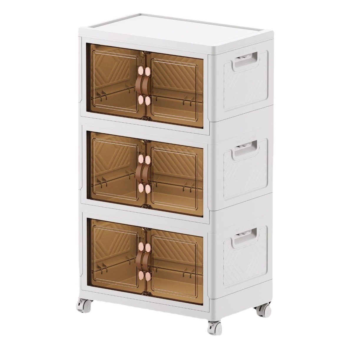 Gabinete de almacenamiento plegable de múltiples capas gabinete de almacenamiento de ropa y bocadillos de plástico transparente con caja de almacenamiento de juguete a prueba de polvo de polea