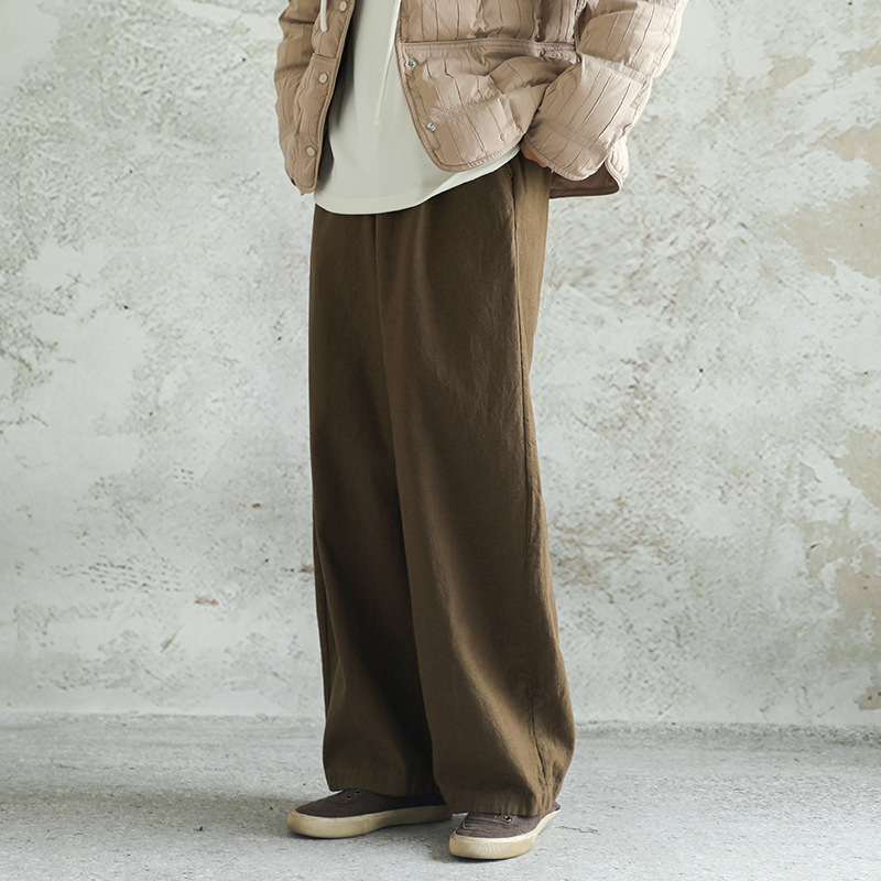 Brown Loose Pants for Women 2025 Autum New Linen Cotton Casual Pants Shilin Dyed Woven Straight Pants