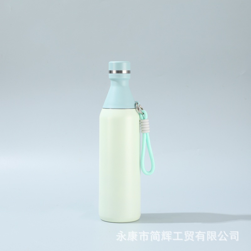 亚马逊跨境304不锈钢可拆卸双层真空提绳保温杯保冷便携运动水杯|undefined