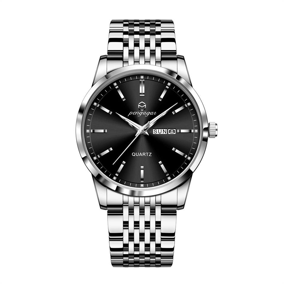 6834 실버 쉘 블랙 표면 스틸 벨트