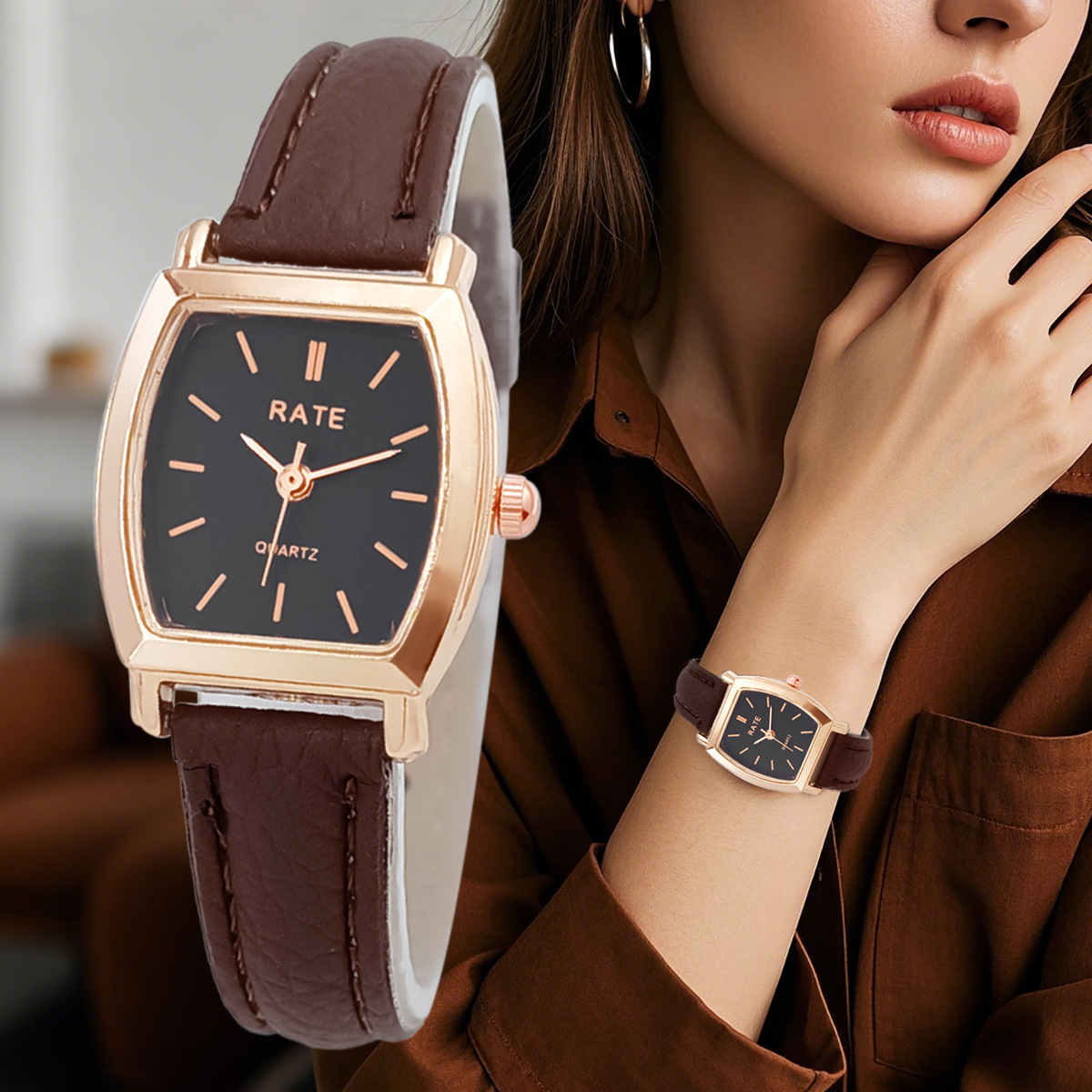 New Women's Quartz Watch, Fashionable and Simple Square Belt Watch, Light Luxury Temperament, Commuting Retro Style Women's Watch