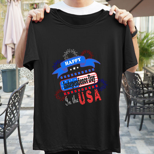 Summer 2025 European and American Men and Women's Independence Day Theme Print T-shirts