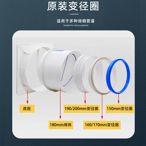 Wholesale kitchen exhaust hood check valve air outlet anti-reverse valve public duct valve anti-ABS accessories duct
