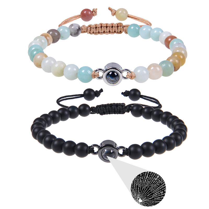 100 Language Projection Beaded Bracelet With Volcanic Stone_voghion.com
