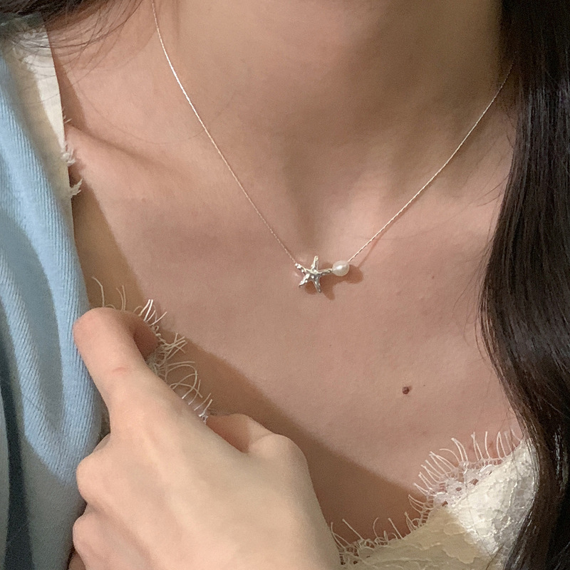 South Korea Ins Cool Style Light Luxury Elegant Gentle Starfish Pearl Necklace Women's Simple Niche Design Sense Clavicle Chain South Korea Ins Cool Style Light Luxury Elegant Gentle Starfish Pearl Necklace Women's Simple Niche Design Sense Clavicle Chain