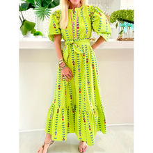 W 51543 Bohemian high-waist maxi dress �������Ǹ�����ȹ