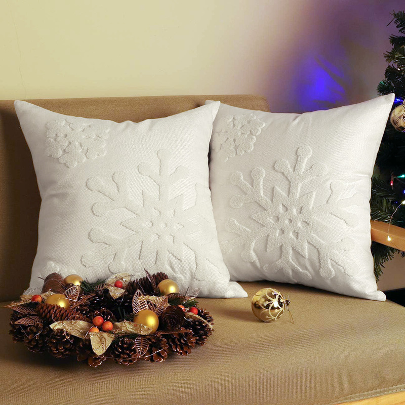 ヘラジカのクリスマスツリーブロンズ枕カバー、秋冬スノーフレーク刺繍クッションカバー45*45、クロスボーダーホットセール|undefined