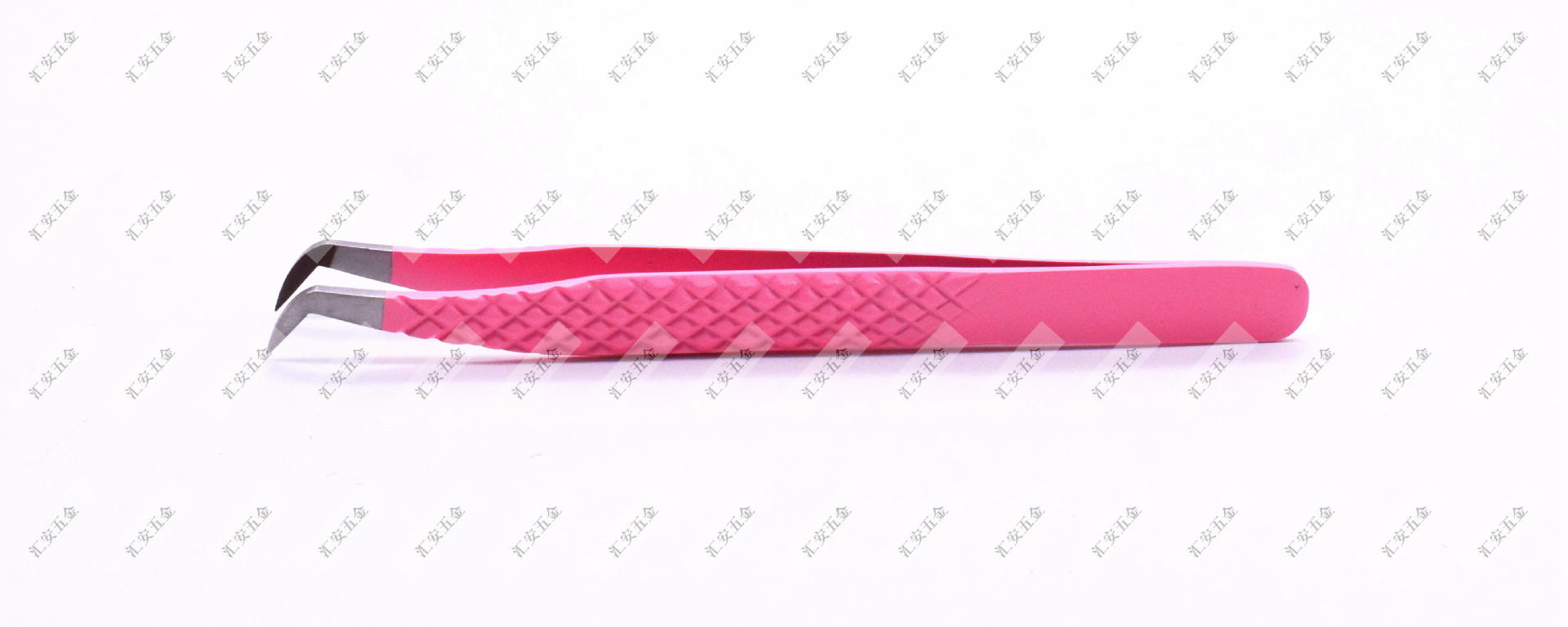 Factory supplies pink embossed fiber-tipped tweezers, fiber tips, high-precision serrated eyelash extension tweezers.