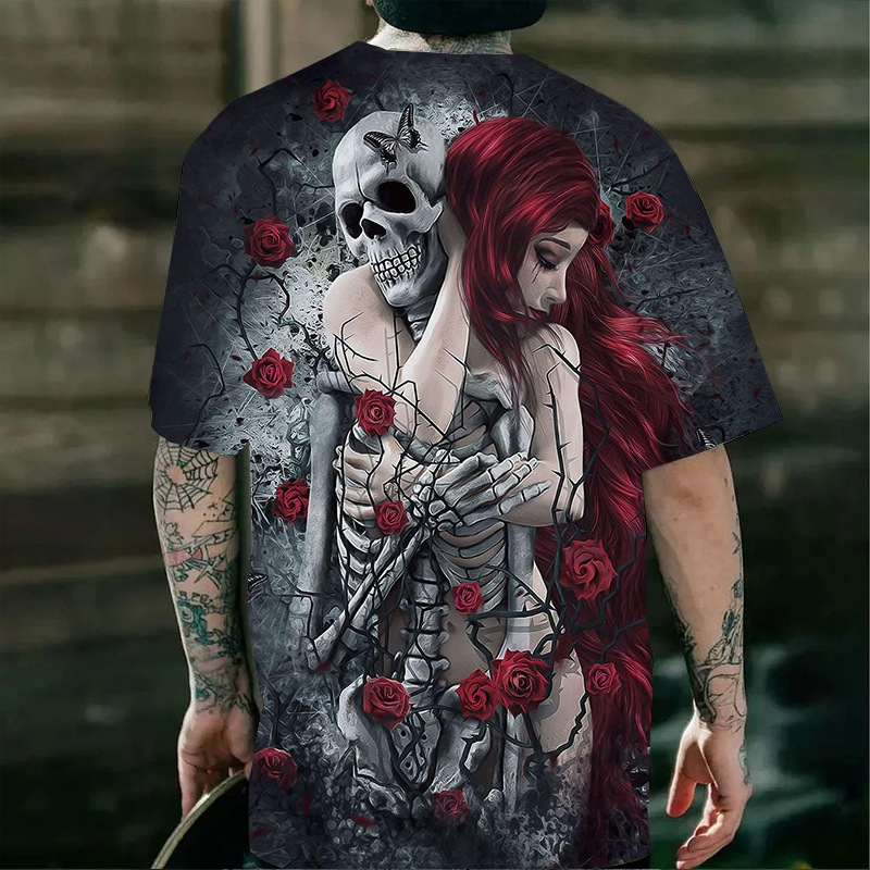 レトロカジュアルメンズ3Dプリントtシャツ半袖丸襟シャツ春夏服|undefined