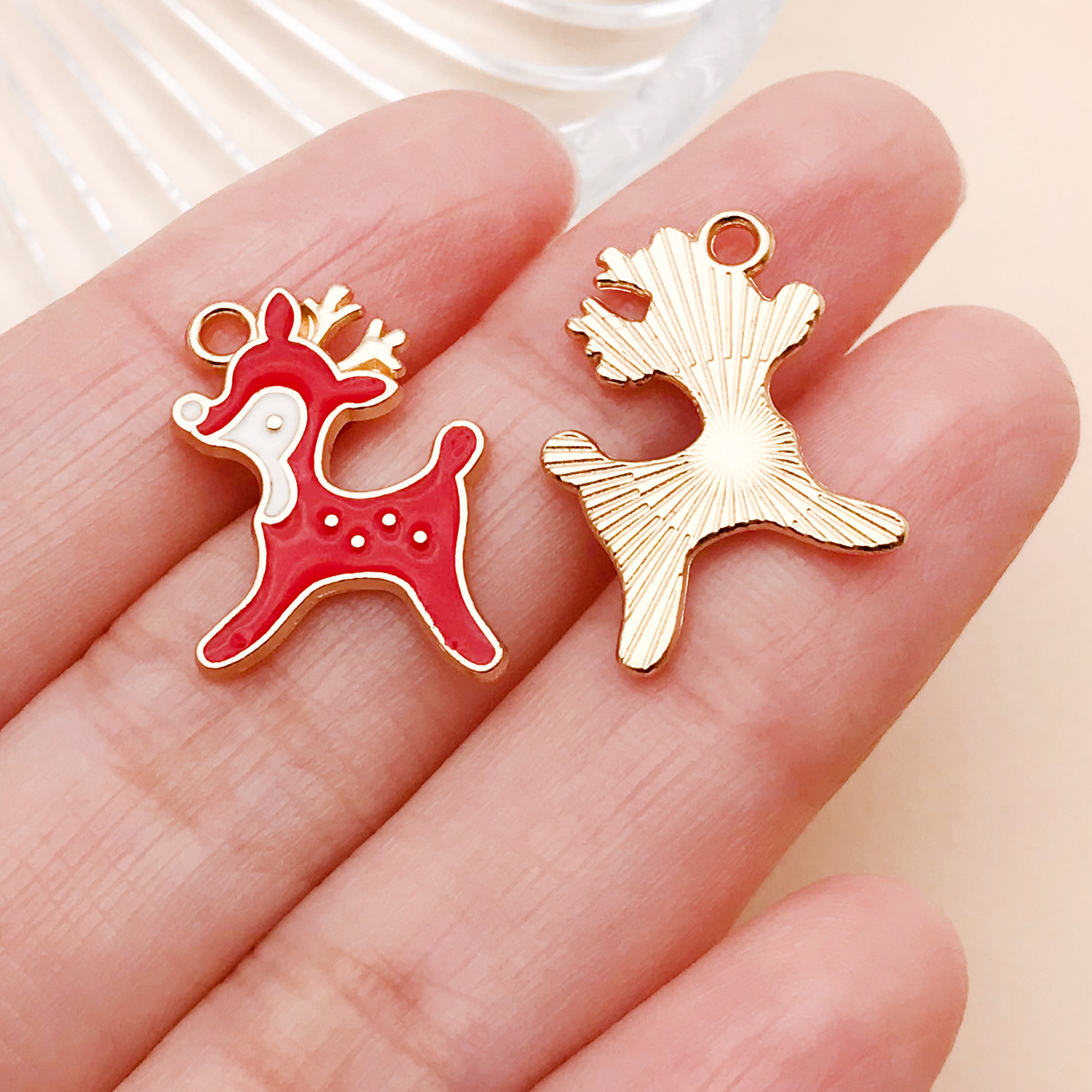 24972-XP-红色滴油锌合金圣诞节麋鹿19.5x14x1