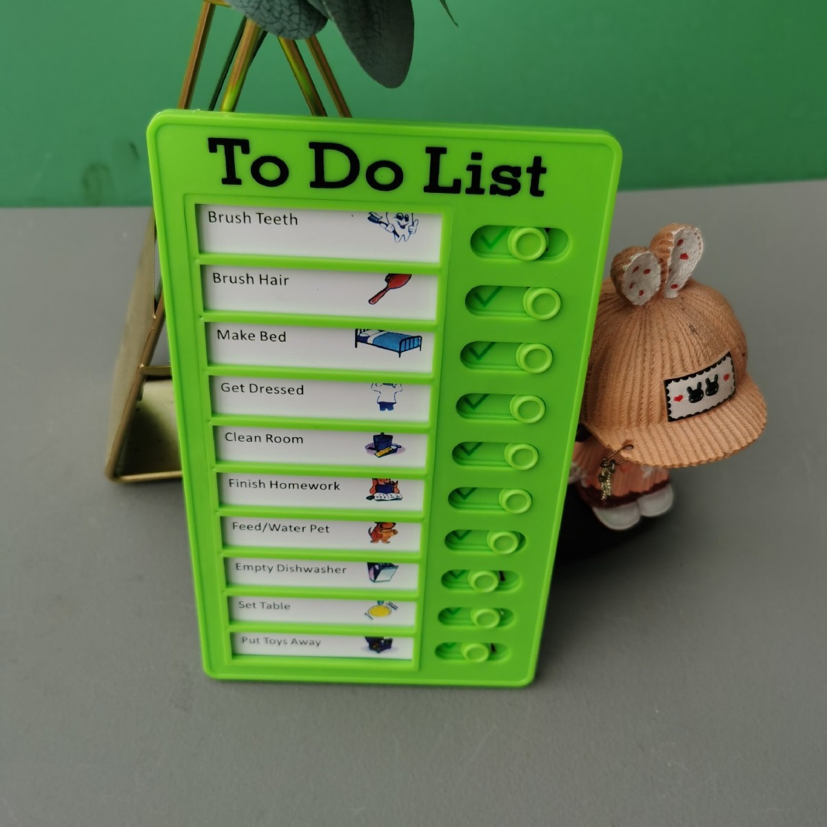 La autodisciplina tarjeta perforadora Niños Estudiantes de la escuela primaria mesa de aprendizaje buenos hábitos desarrollar planes de esta tarea de vacaciones de verano tiempo mesa de artefactos