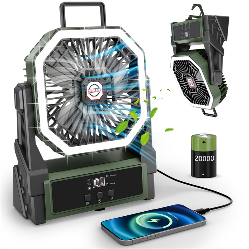 Transfronterizos para 2025 ventilador de pantalla recargable ventilador de camping ventilador portátil ventilador al aire libre