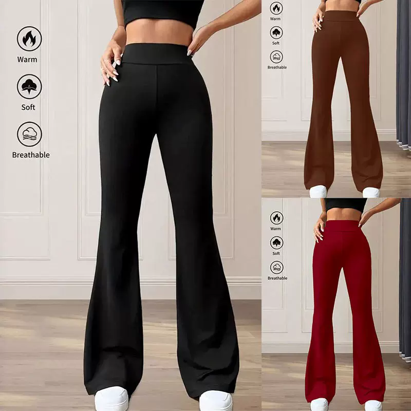 欧美跨境亚马逊新款女士微喇裤子高腰宽松拖地长裤休闲显瘦休闲裤