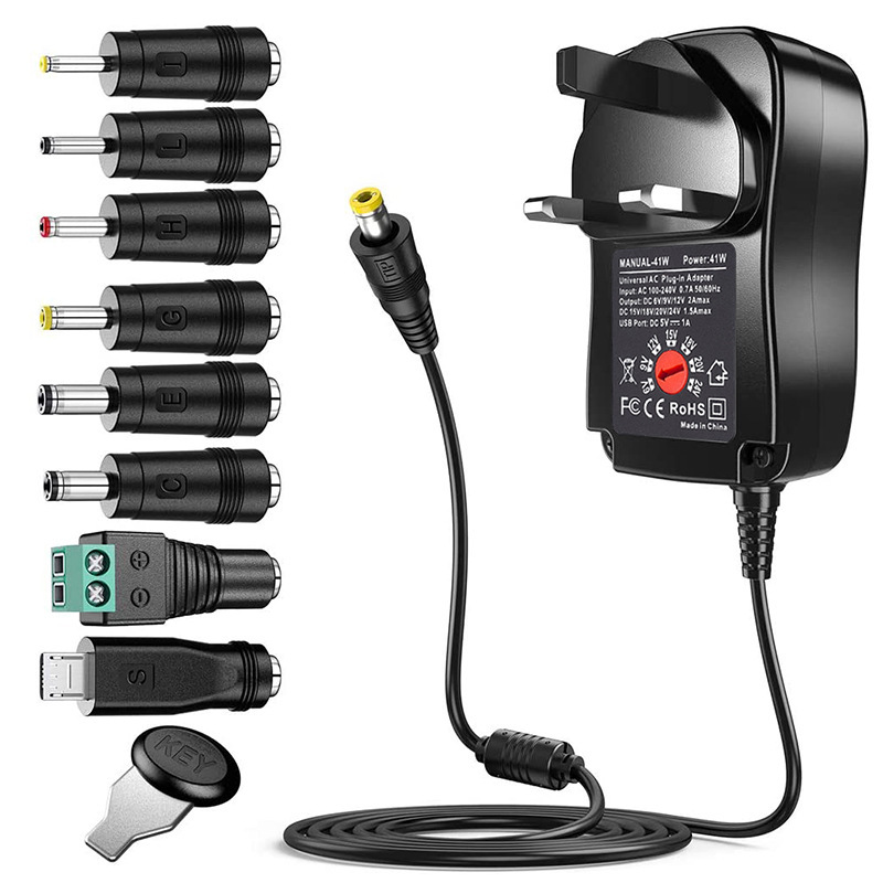 41W6-24V Adjustable Voltage Power Supply 15V18V20V24V Multi-Function Adapter Ac Dc Power Supply European Regulations