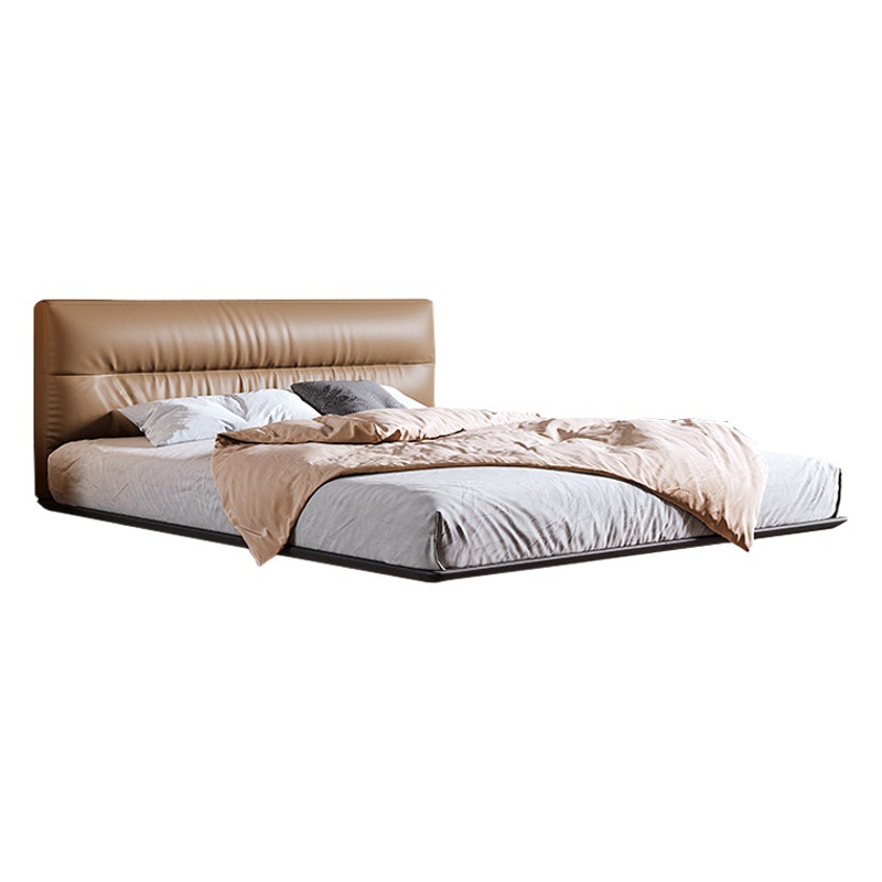 2023 nueva cama de suspensión italiano cama minimalista dormitorio principal moderno simple cama de cuero real 1,8 m bolsa suave cama de suspensión