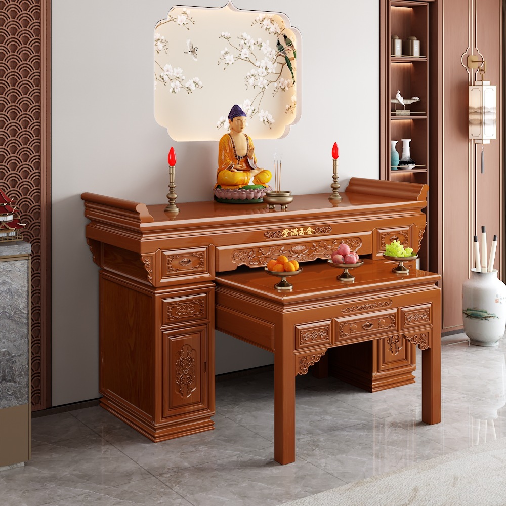 Solid Wood Offering Table for Home Use, Modern Minimalist Altar, Buddhist Table, Rural Living Room Main Hall Cabinet, Incense Table Strip H^