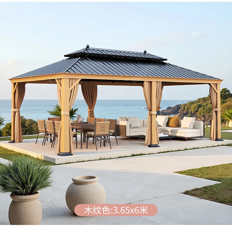High-End Outdoor Pavilion Garden Terrace Aluminum Alloy Courtyard Leisure New Chinese-Style Pavilion Villa Courtyard Outdoor Sunshade