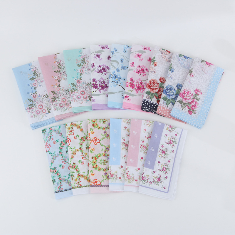 43cm Cotton Women's Printed Handkerchief Cotton High-grade Japanese-style Handkerchief Japanese-Korean-style Wrapping Towel Wipe Handkerchief Square