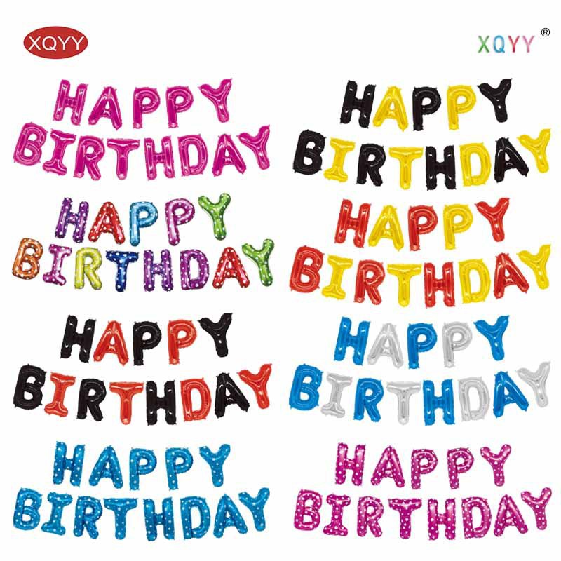 16 pulgadas película de aluminio inglés letras de cumpleaños globo HB feliz cumpleaños set de globo decoración de fiesta de cumpleaños