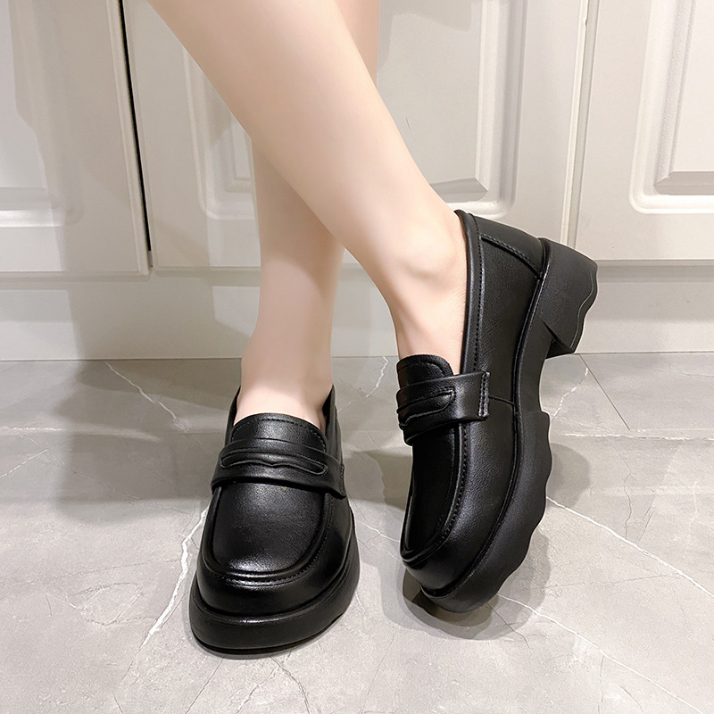두꺼운 바닥 블랙 (표준 사이즈, 굽 높이 4CM)