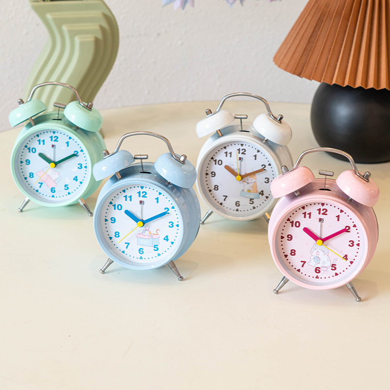 Venta al por mayor de fábrica de 4 pulgadas regalo creativo estudiante hogar despertador inteligente mesita de noche escritorio decoración de metal pequeño reloj