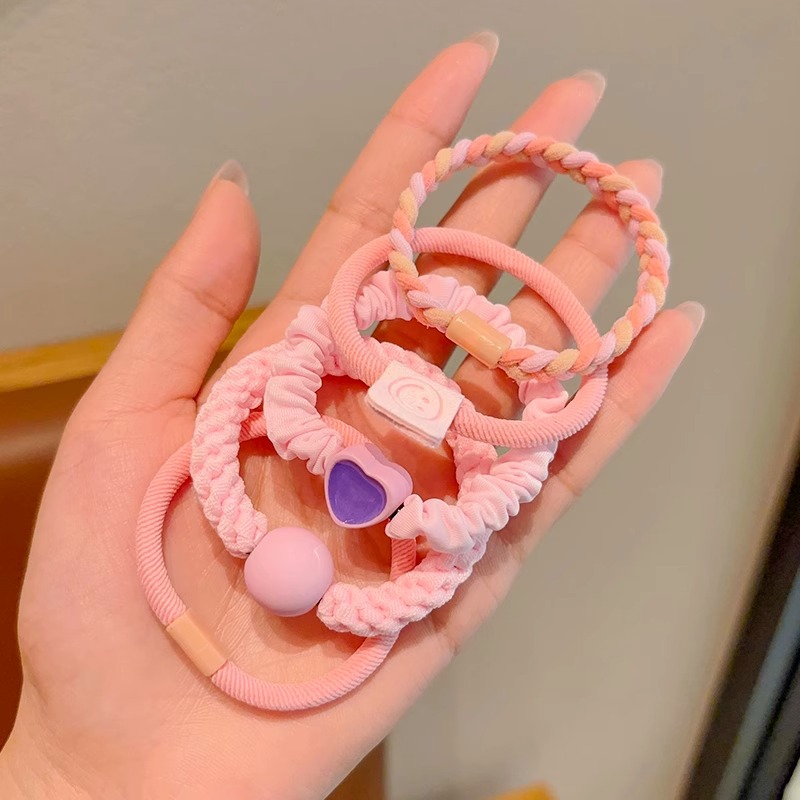 Banda de goma de color para niños niñas atadas cabello cuerda de cabello de alta elasticidad cuerda de cabello duradera de cabello de alta calidad anillo de cabello cubierta de cuero