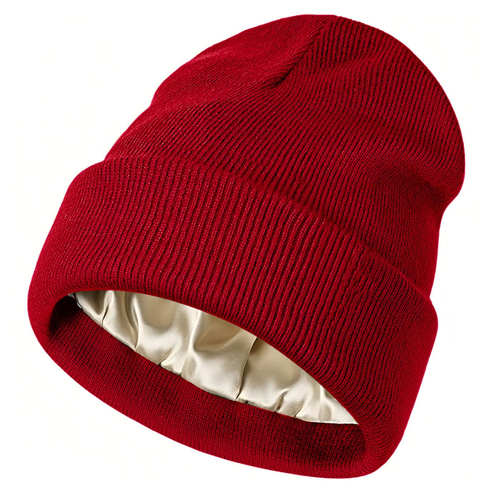 Cappello lavorato a maglia caldo in raso per protezione dei capelli da donna, stile europeo e americano, autunno inverno, nuovo, transfrontaliero_voghion.com