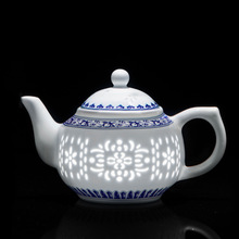 新中式羊脂玉瓷繁花玲珑茶壶陶瓷可家用泡茶壶办公室茶具一件代发