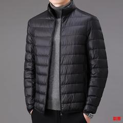 正品加绒服男短款2025秋冬新款轻薄加绒立领保暖鸭绒大码外套男装