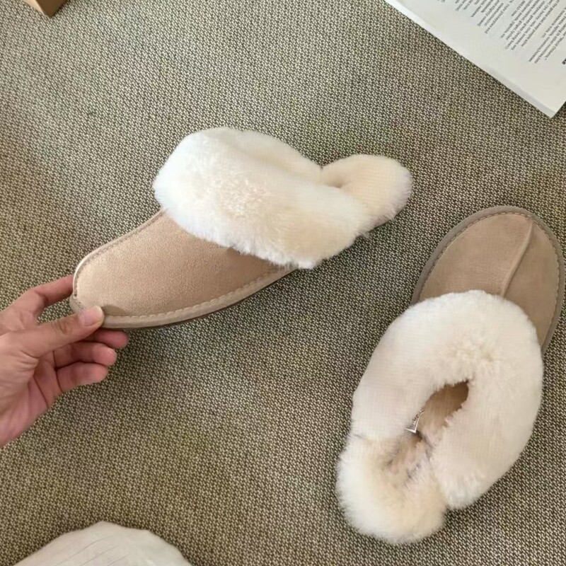 Sangpo Village Scarfitt Wool Cozy Fluffy Home Comfortable Outdoor Slippers Ultra-Thin Sole Star Slippers