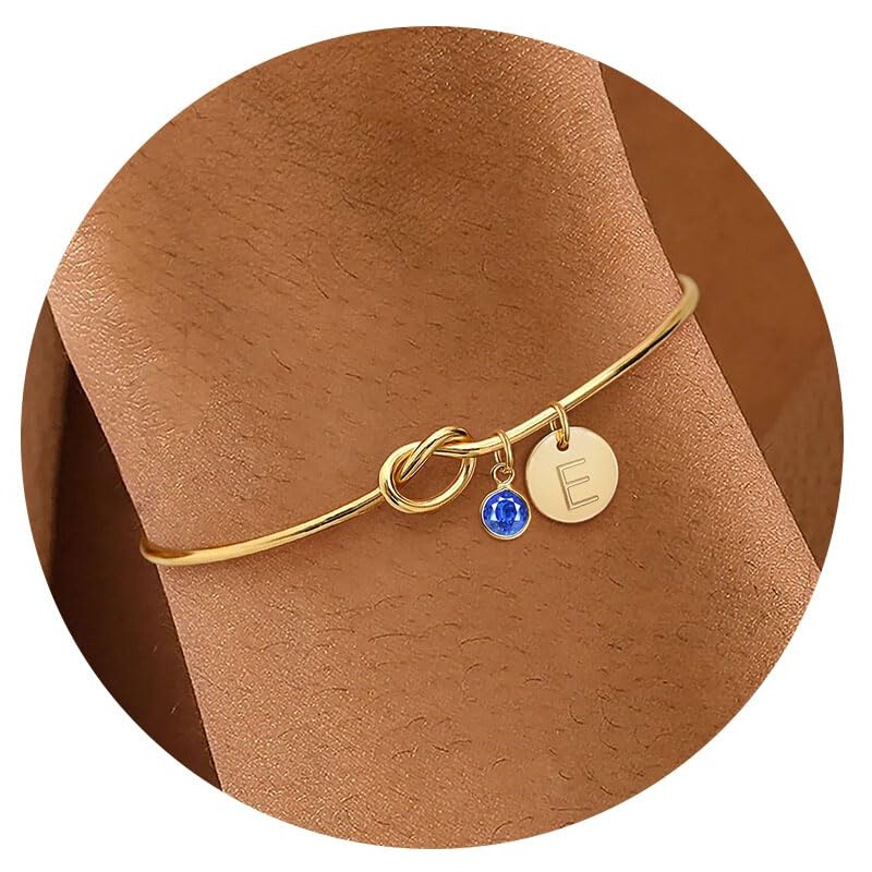 European and American Fashion A- Z Initials Charm Bracelet Adjustable Initial Birth Stone Bracelet Birthday Bridesmaid Proposal