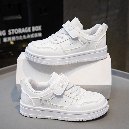 Children's White Shoes 2025 Spring and Autumn New Mesh Breathable Boys' White Sports Shoes Girls' Casual Board Shoes Trendy