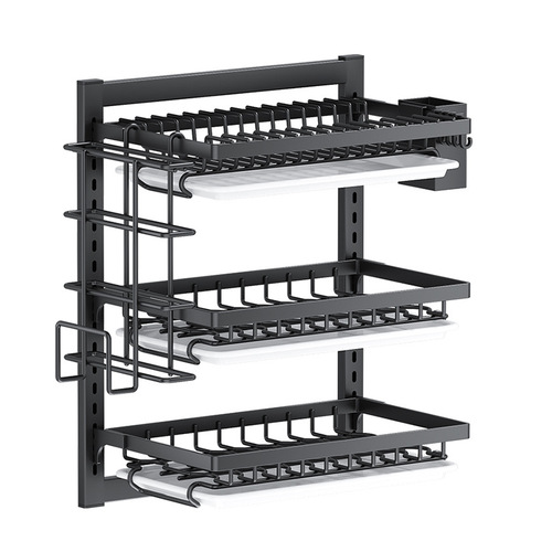 Hole-free bowl and plate rack, draining rack, wall-mounted kitchen storage shelf, sink and utensil integrated cabinet storage rack