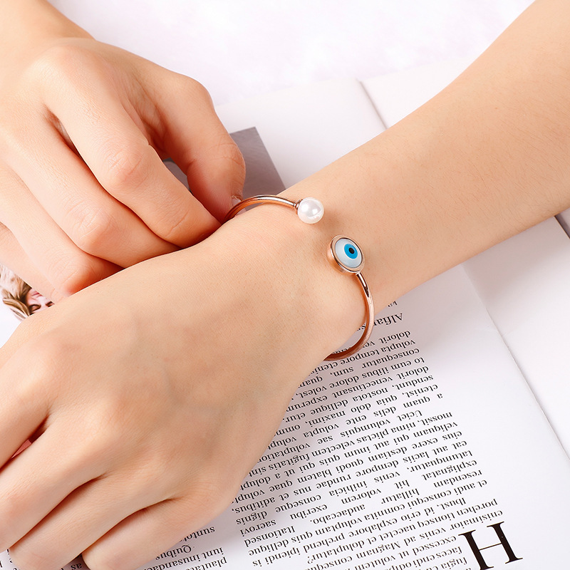 Fashion Devilu0027S Eye Titanium Steel Inlay Opal Bracelets Earrings Necklace